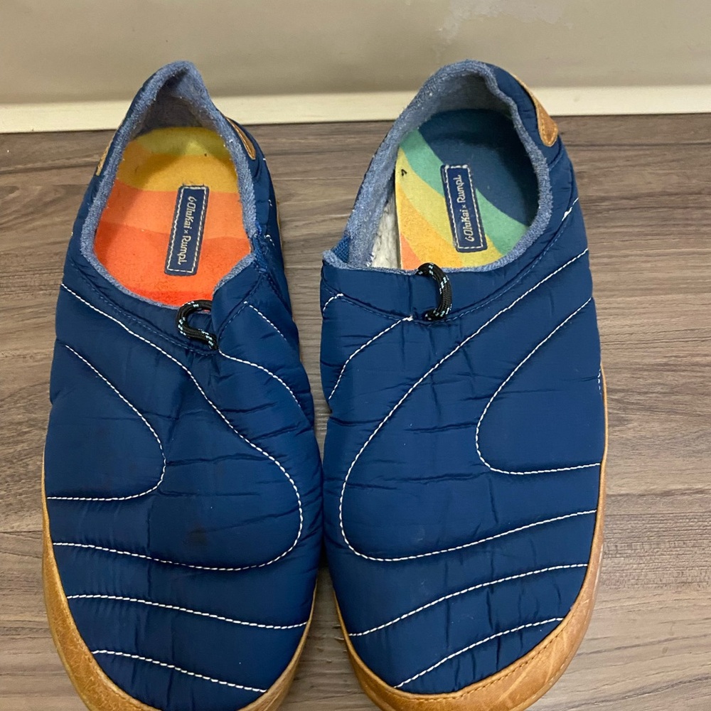 Olukai x Rumpl Mehana Mino Blue Cotton Comfort Slippers Loafers Mens Size 9
